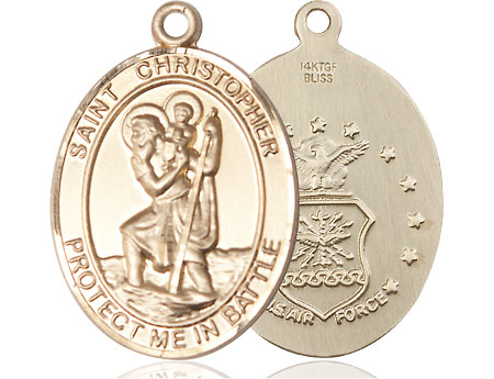 14kt Gold Filled Saint Christopher Air Force Medal