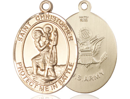 14kt Gold Filled Saint Christopher Army Medal