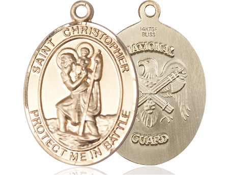 14kt Gold Filled Saint Christopher National Guard Medal