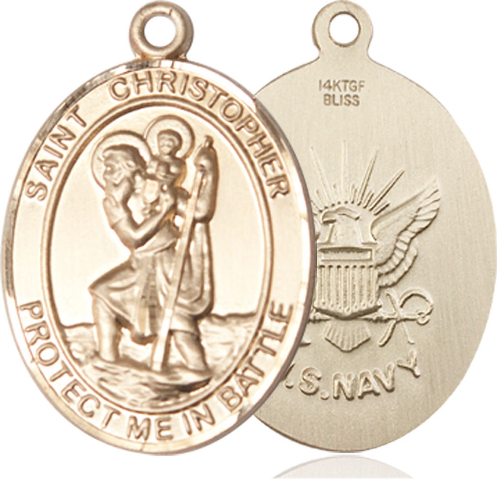 14kt Gold Filled Saint Christopher Navy Medal