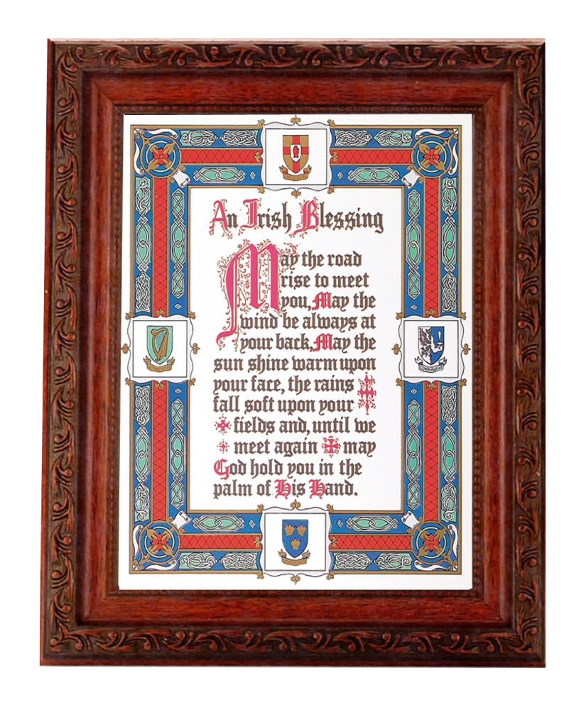 8 1/4" x 10 1/4" Ornate Wood Frame with a 6" x 8" Irish Blessing Print