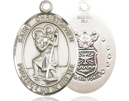 Sterling Silver Saint Christopher Air Force Medal