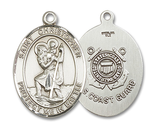 Sterling Silver Saint Christopher Coast Guard Medal