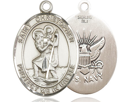 Sterling Silver Saint Christopher Navy Medal