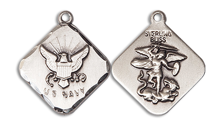 Sterling Silver Navy Diamond Medal