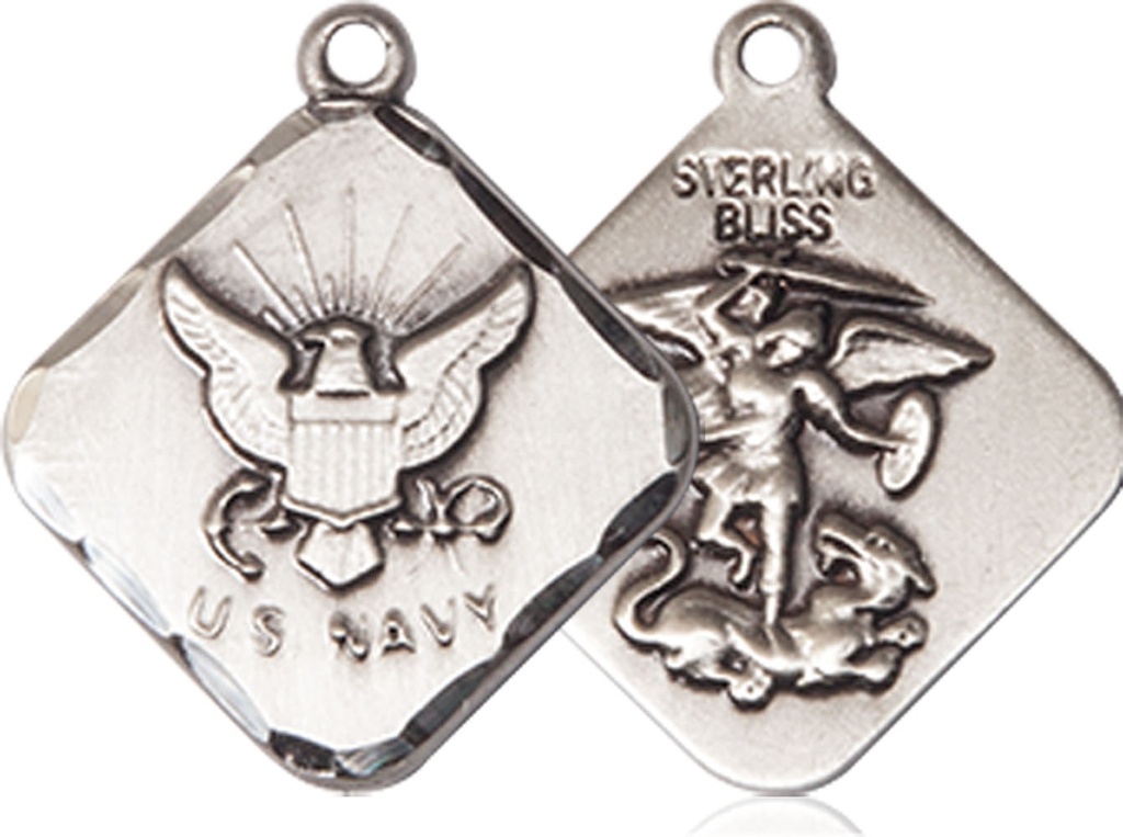 Sterling Silver Navy Diamond Medal
