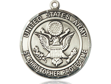 Sterling Silver Army St Christopher Medal