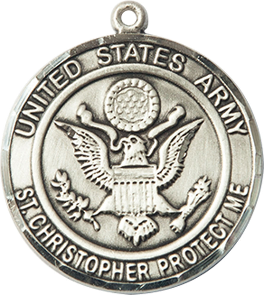 Sterling Silver Army St Christopher Medal