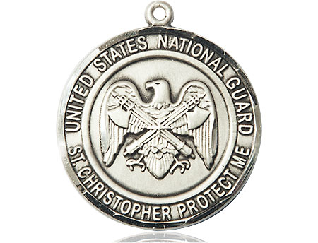 Sterling Silver National Guard St Christopher Medal