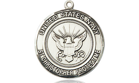 Sterling Silver Navy St Christopher Medal