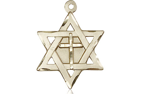 14kt Gold Filled Star of David w/ Cross Medal