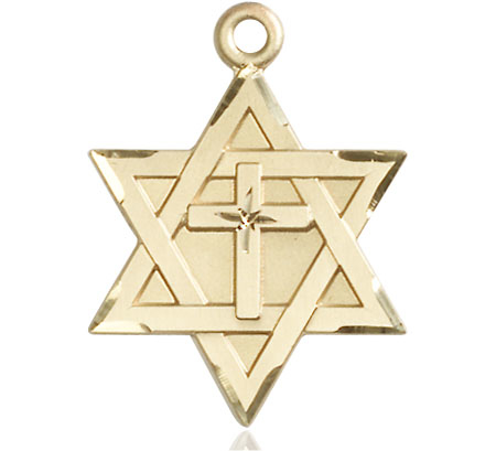 14kt Gold Filled Star of David w/ Cross Medal