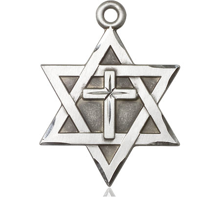 Sterling Silver Star of David w/ Cross Medal