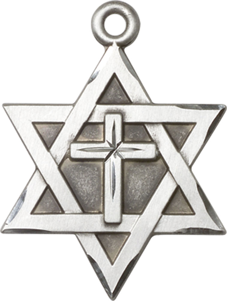 Sterling Silver Star of David w/ Cross Medal