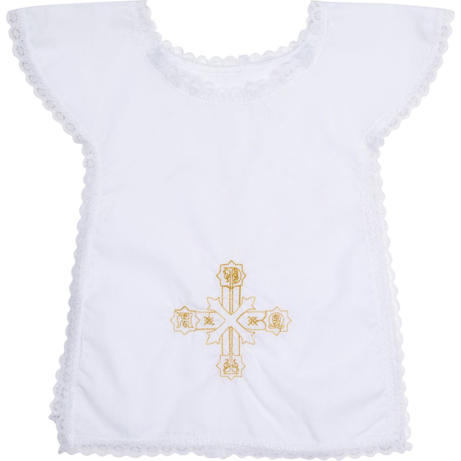 Baptismal Bib w/Gold Embroidered Cross