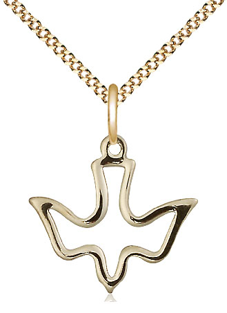 14kt Gold Filled Holy Spirit Pendant on a 18 inch Gold Plate Light Curb chain