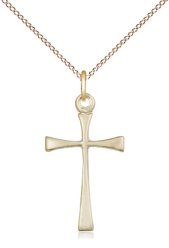 14kt Gold Filled Maltese Cross Pendant on a 18 inch Gold Filled Light Curb chain