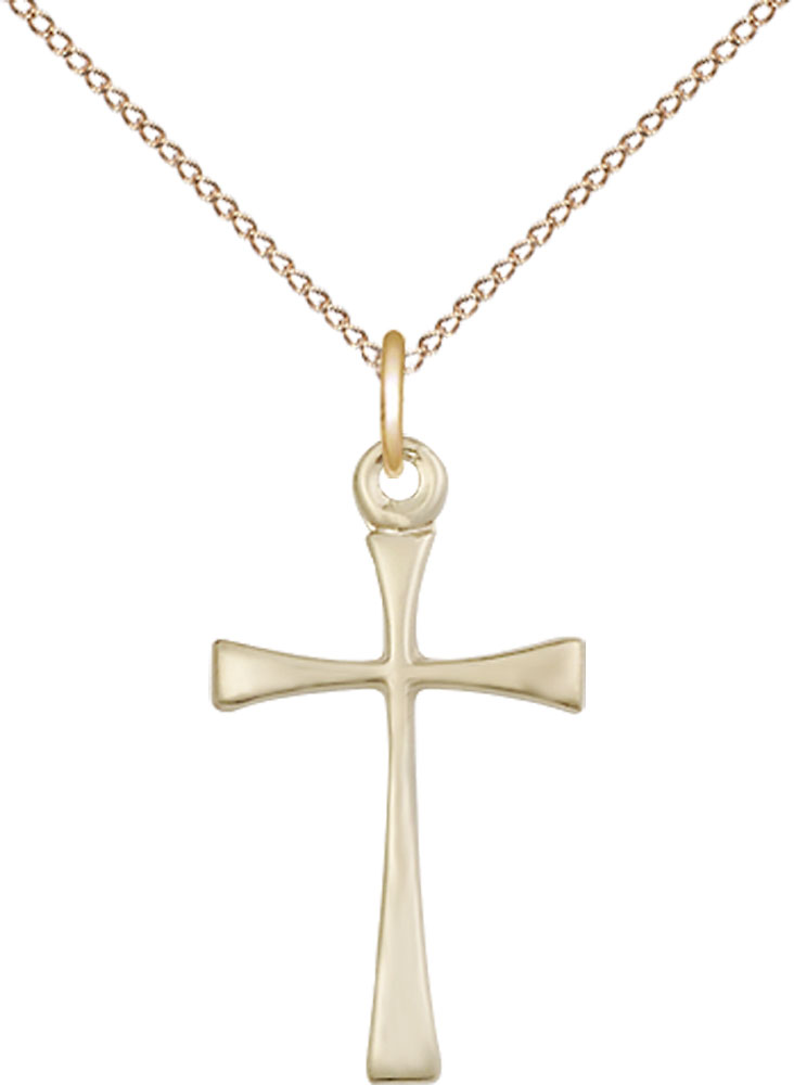 14kt Gold Filled Maltese Cross Pendant on a 18 inch Gold Filled Light Curb chain
