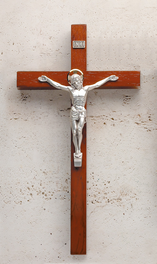 12in. Rosewood Crucifix with Silverplatd Salerni Corpus
