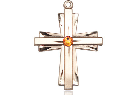 14kt Gold Filled Cross Medal with a 3mm Topaz Swarovski stone