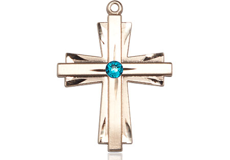 14kt Gold Filled Cross Medal with a 3mm Zircon Swarovski stone