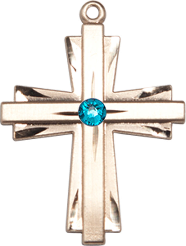 14kt Gold Filled Cross Medal with a 3mm Zircon Swarovski stone