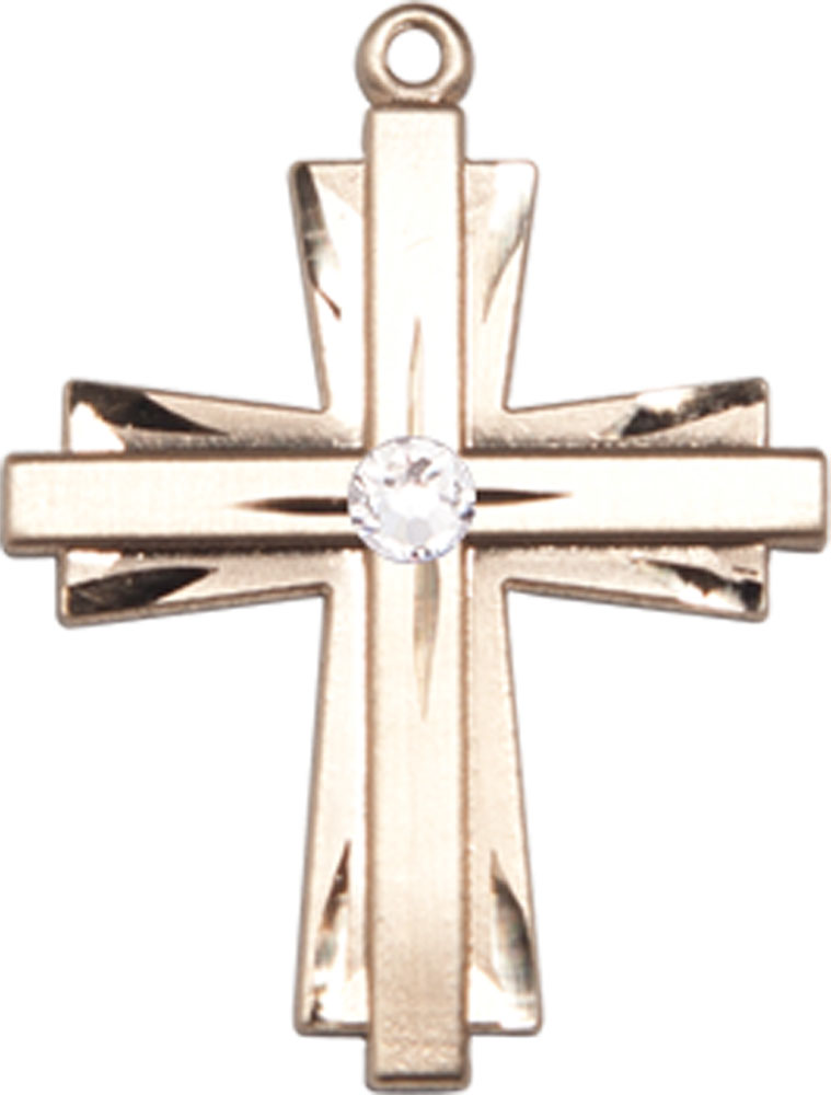 14kt Gold Filled Cross Medal with a 3mm Crystal Swarovski stone
