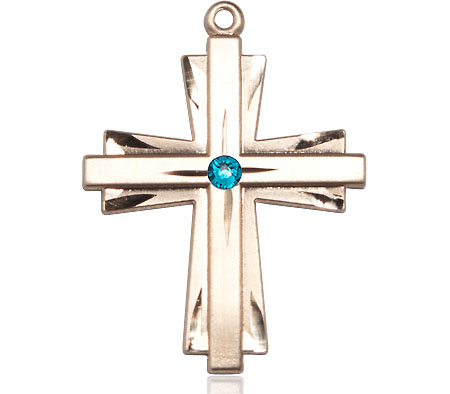 14kt Gold Filled Cross Medal with a 3mm Zircon Swarovski stone