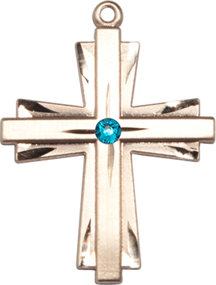 14kt Gold Filled Cross Medal with a 3mm Zircon Swarovski stone