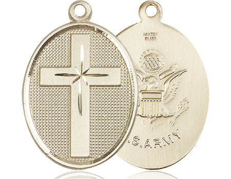 14kt Gold Filled Cross Army Medal
