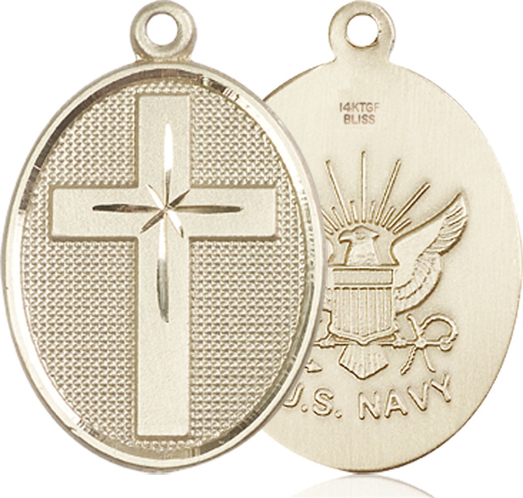 14kt Gold Filled Cross Navy Medal