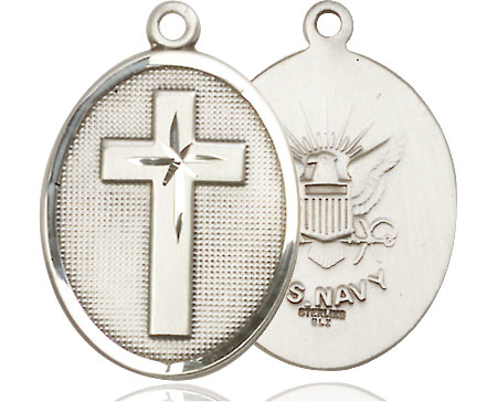 Sterling Silver Cross Navy Medal