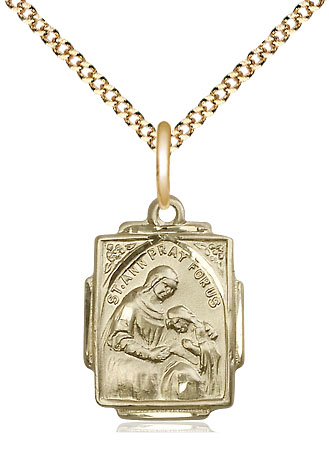 14kt Gold Filled Saint Ann Pendant on a 18 inch Gold Plate Light Curb chain