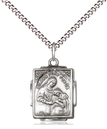 Sterling Silver Saint Ann Pendant on a 18 inch Light Rhodium Light Curb chain