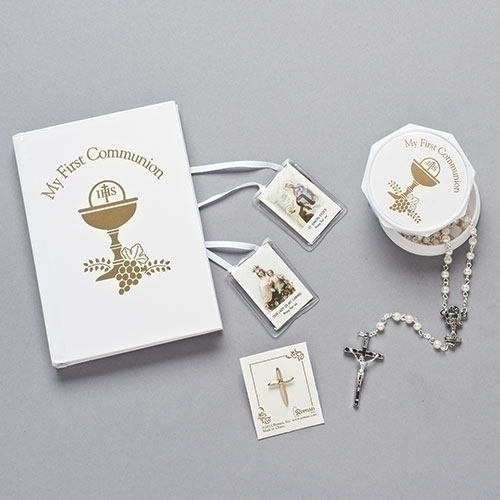 5Pc White/Gold Communion Set - Communion