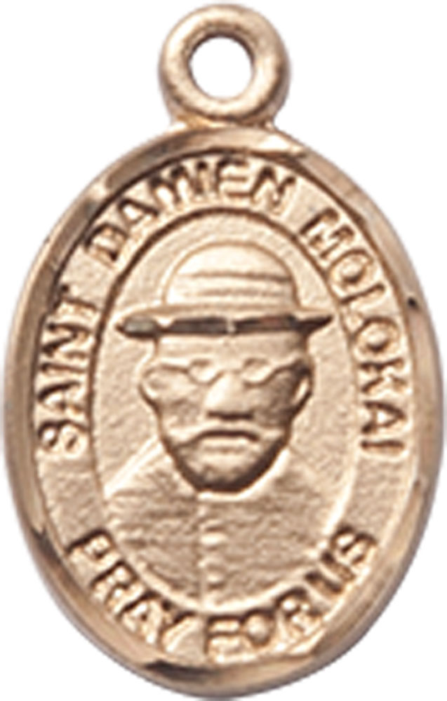 14kt Gold Saint Damien of Molokai Medal