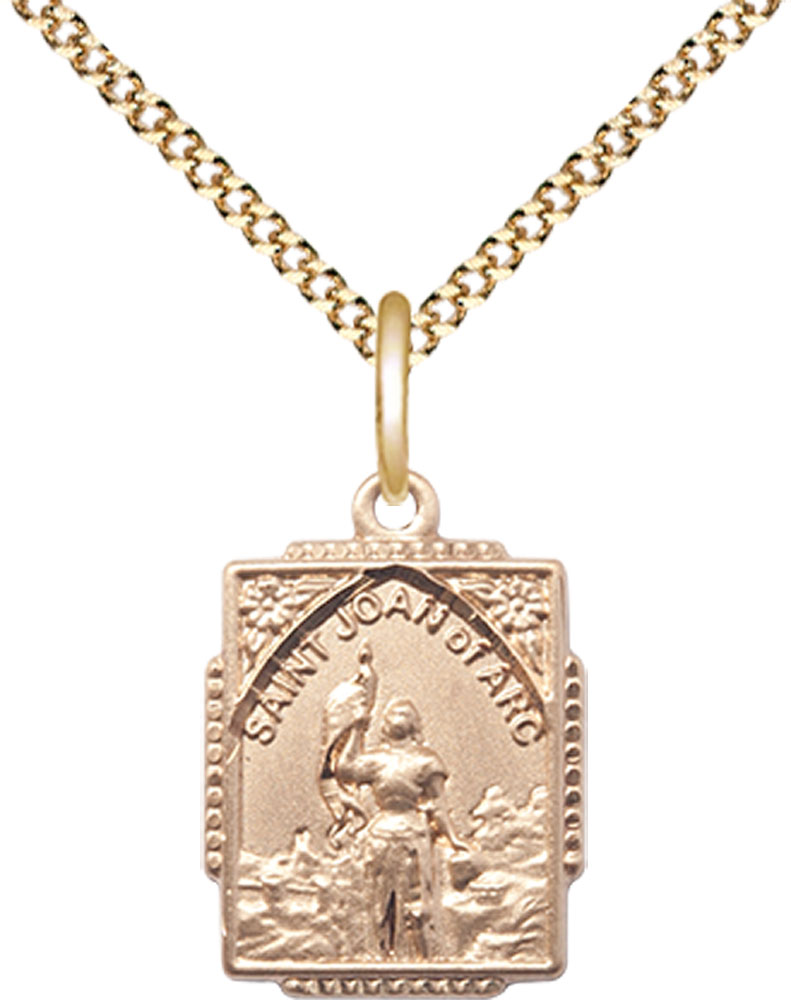 14kt Gold Filled Saint Joan of Arc Pendant on a 18 inch Gold Plate Light Curb chain