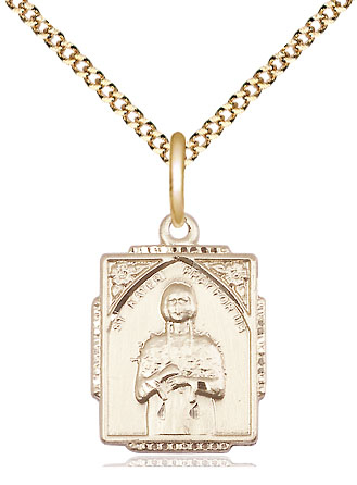 14kt Gold Filled Saint Kateri Tekakwitha Pendant on a 18 inch Gold Plate Light Curb chain