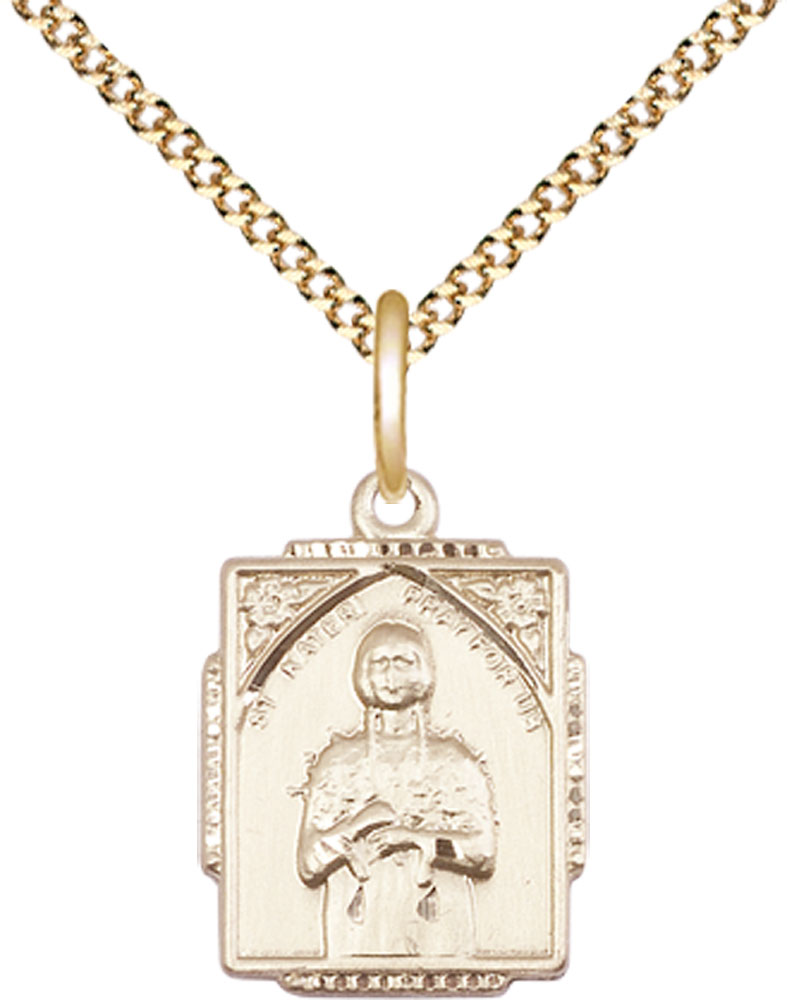 14kt Gold Filled Saint Kateri Tekakwitha Pendant on a 18 inch Gold Plate Light Curb chain