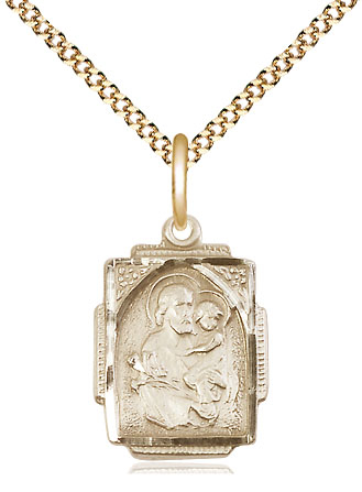 14kt Gold Filled Saint Joseph Pendant on a 18 inch Gold Plate Light Curb chain