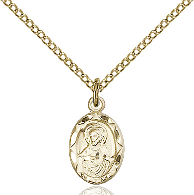 14kt Gold Filled Scapular Pendant on a 18 inch Gold Filled Light Curb chain
