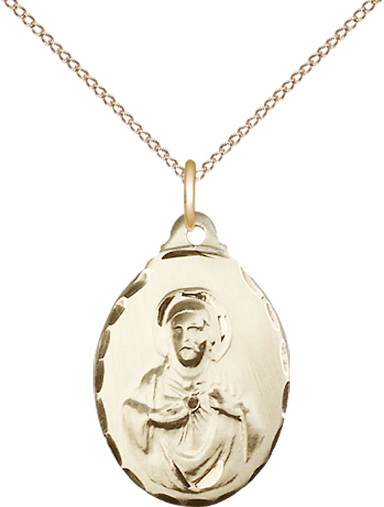 14kt Gold Filled Scapular Pendant on a 18 inch Gold Filled Light Curb chain