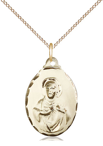 14kt Gold Filled Scapular Pendant on a 18 inch Gold Filled Light Curb chain