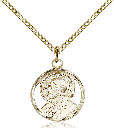 14kt Gold Filled Scapular Pendant on a 18 inch Gold Filled Light Curb chain