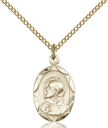 14kt Gold Filled Scapular Pendant on a 18 inch Gold Filled Light Curb chain