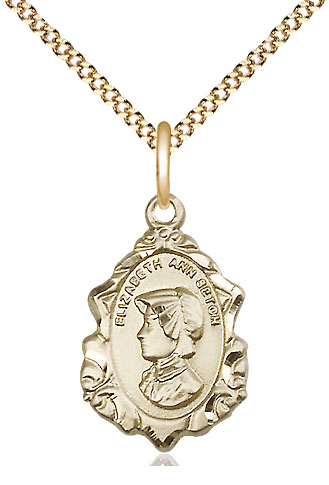 14kt Gold Filled Saint Elizabeth Ann Seton Pendant on a 18 inch Gold Plate Light Curb chain