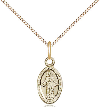 14kt Gold Filled Scapular Pendant on a 18 inch Gold Filled Light Curb chain