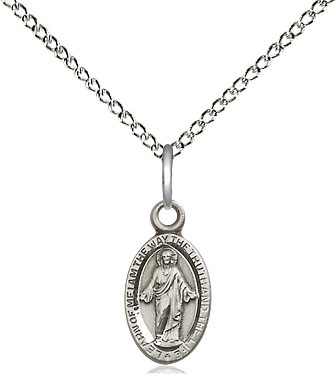 Sterling Silver Scapular Pendant on a 18 inch Sterling Silver Light Curb chain