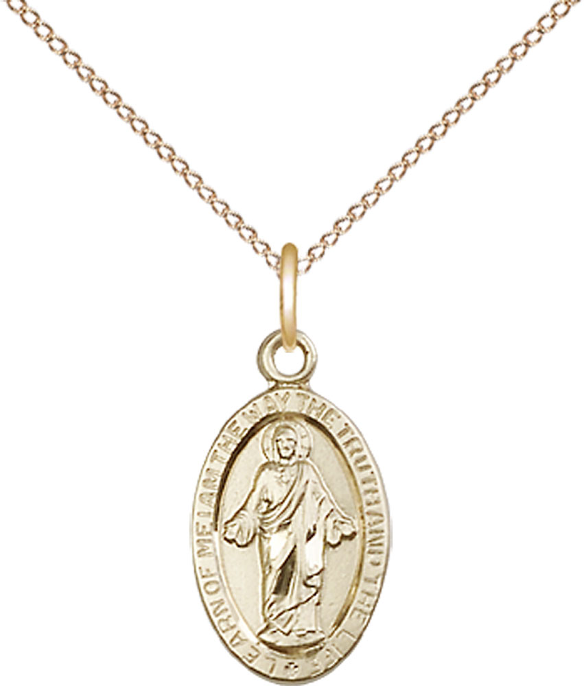 14kt Gold Filled Scapular Pendant on a 18 inch Gold Filled Light Curb chain