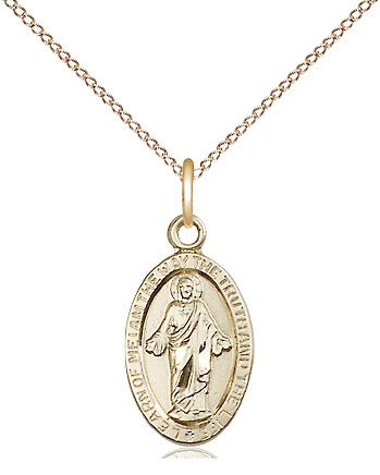 14kt Gold Filled Scapular Pendant on a 18 inch Gold Filled Light Curb chain